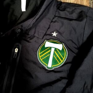 Adidas Men Portland Timbers Lined Jacket Windbreaker Soccer Track Snap Gray Sz S